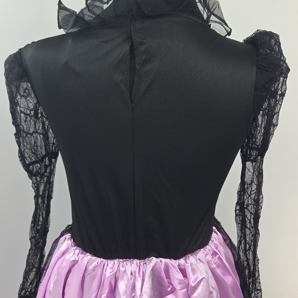 Girls' Purple and Black Spiderweb Witch Costume Dress - Picture 13 of 16